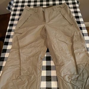 Tan Mens Columbia Snowpants. Size L.